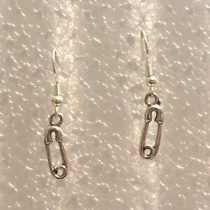 Silver Safety Pin Earrings